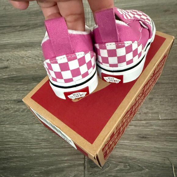 NIB Vans Checker Board Pink Slip On V Skate Shoe Baby Girl Size 7.5 - Picture 4 of 7